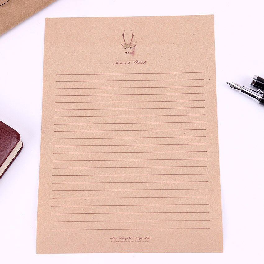 Juego de 10 hojas de cartulina de papel Vintage, papelería de papel, Bloc de notas con estilo de animales de dibujos animados, suministros para escuela y oficina: white deer