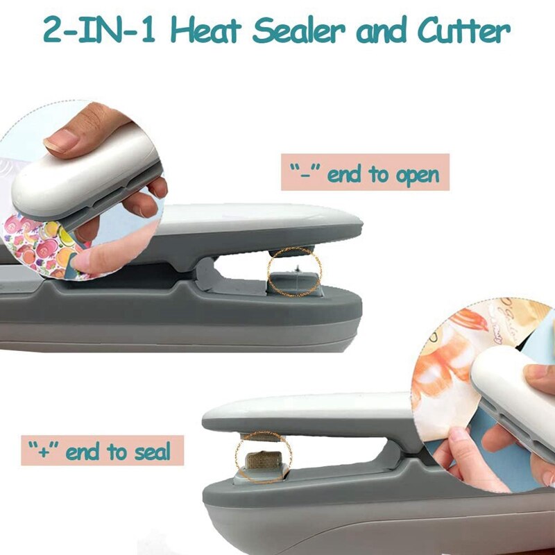 Mini Bag Sealer, Portable Vacuum Sealer Plastic Bag Sealer, Handheld Food Sealer Heat Seal for Chip Bag & Plastic Bags