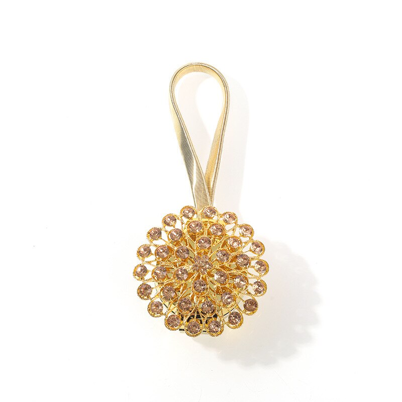 1pcs Flower Shape Rhinestones Magnet Curtain Tieback Magnetic Curtains Buckle Window Screening Ball Clip Holder Home Accessories: R