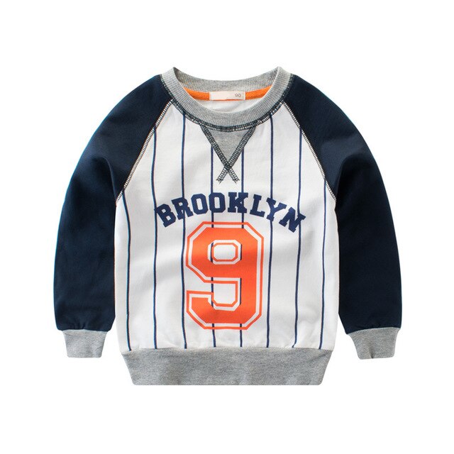 Lente Herfst Leisure Kinderen Sweatshirts Jongen Brief Kids Trui Jongens Jas Streep Katoenen Baby Uitloper Tops 2-7y: Blauw / 3T