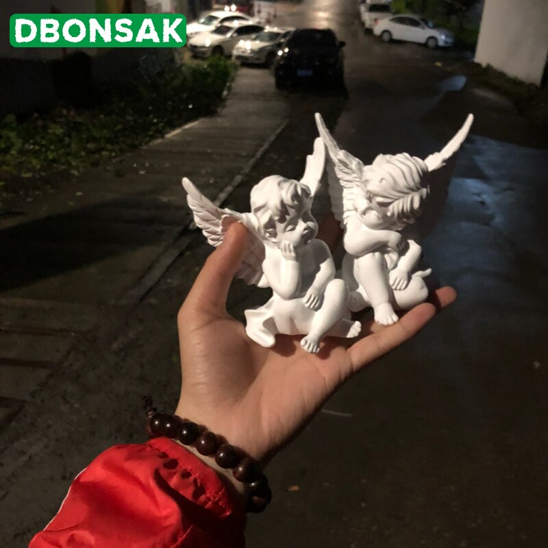 Europeisk harpiks hvitt måke søt amor engel dekorasjon håndverk skrivebord ornament jul bryllup figurer