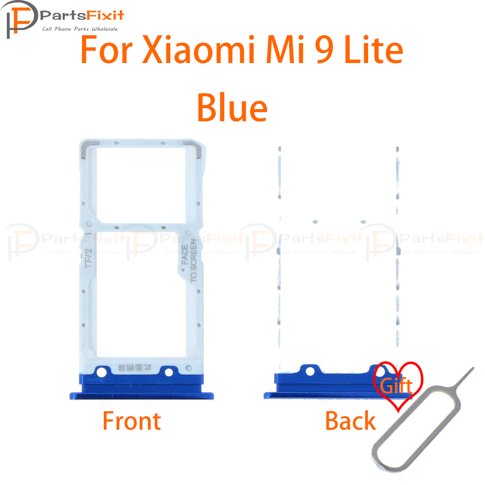 SIM Karte Tablett für Mi9 Lite SIM Karte Slot Mi9Lite SIM Karte Halfter Karte Adapter für Mi 9 Lite Ersatz mit freies Stoßen Stift: Blau