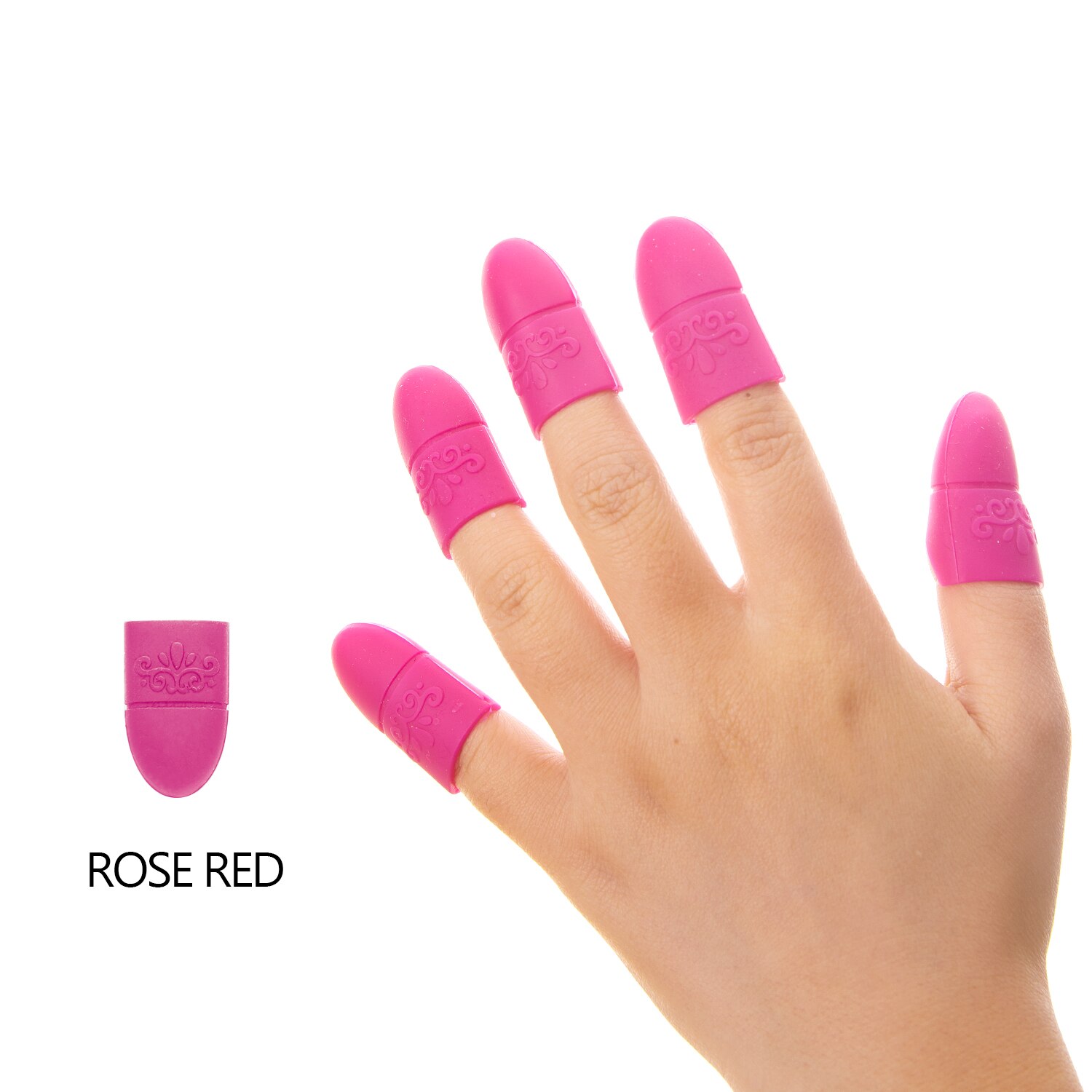 Wearable Nail Soakers Pad Holder UV Gel Polish Remover Caps Tips Acrylic Off Nail Art Removal Tools Reusable Silicone: Rose red