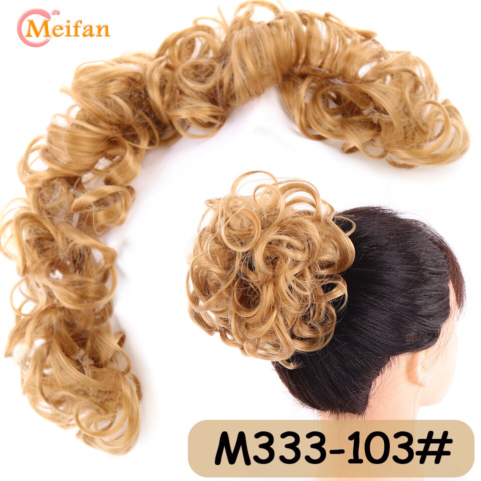 Messy Hair Bun Curly Hair Piece Side Comb Clip in Hairtail Extension Short Natural Versatile Adjustable Styles Easy Hair pieces: Jet-black