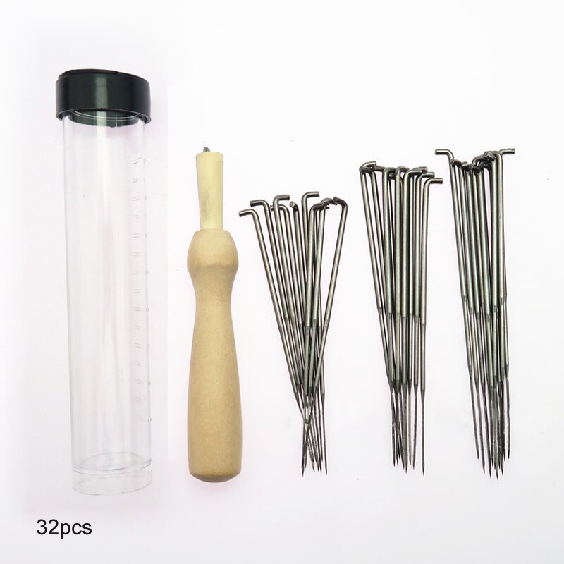 Thick Medium Fine Needle Practical 1 Set Felting Needles Pin Tool Wooden Handle Sewing Kit Wool Pins Knitting Black Blue Bottle