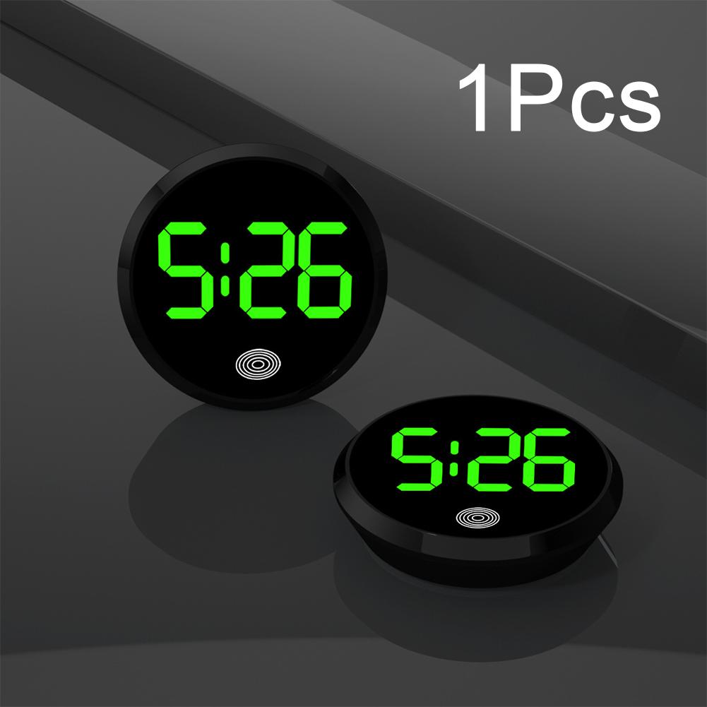 Reloj Digital luminoso LED para coche, Mini relojes digitales adhesivos internos, adorno para coche, accesorios para coche: YELLOW