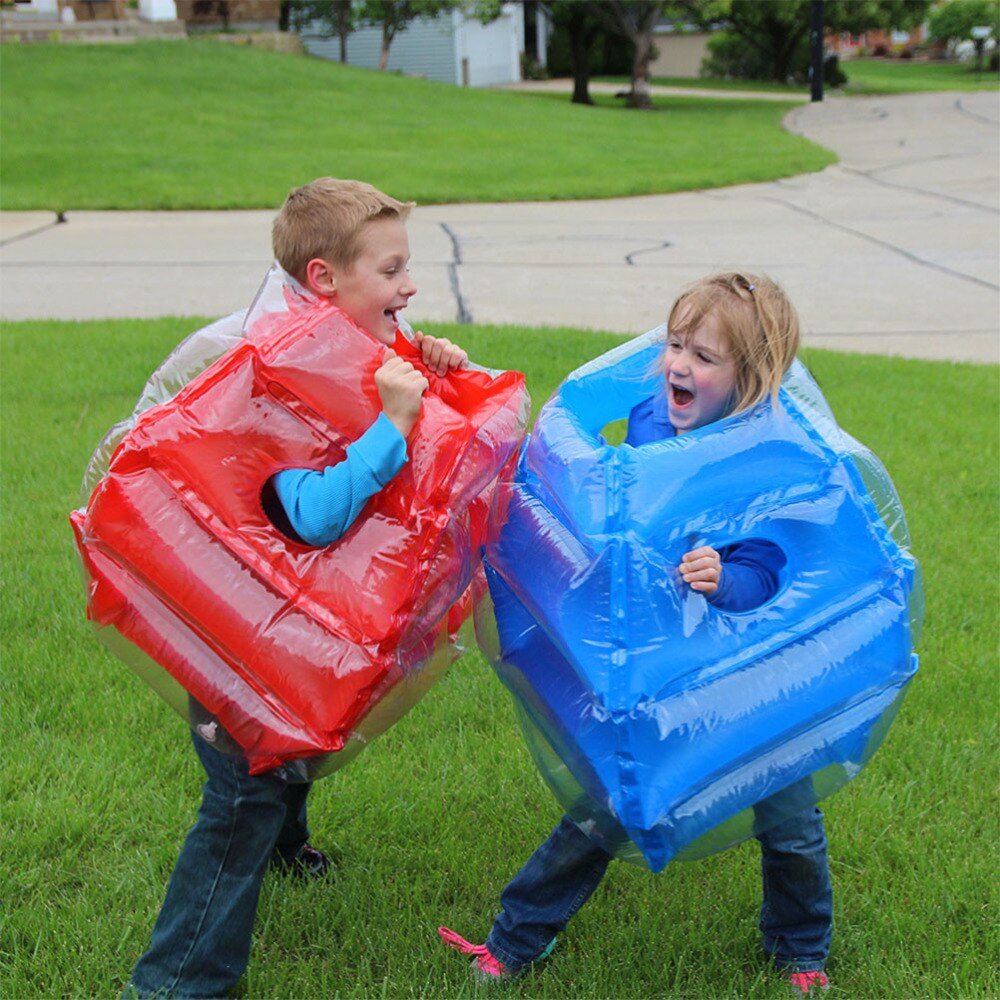 2 Stuks Opblaasbare Emmer Grappig Outdoor Sport Game Body Bumper Voor Kids Kinderen (Blauw En Rood)