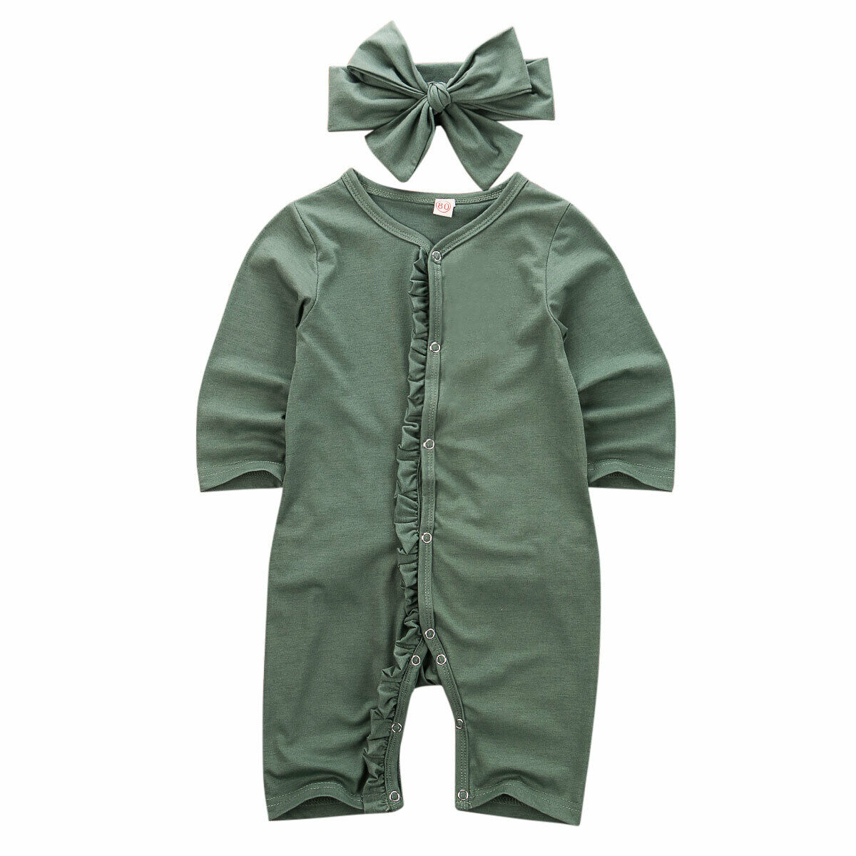 Herfst peuter babymeisje lange mouwen katoenen romper effen jumpsuit zonnepak lente-outfit: B / 6m
