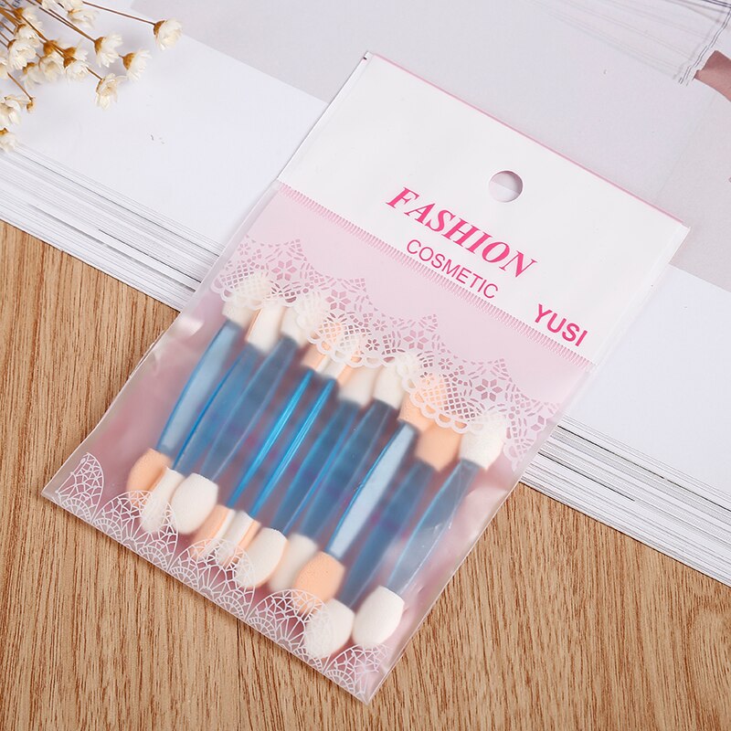 Pinceles de maquillaje de doble punta, aplicadores de sombra de ojos suaves, esponja, herramienta de cepillo desechable para sombra de ojos, herramienta cosmética, 10 Uds.