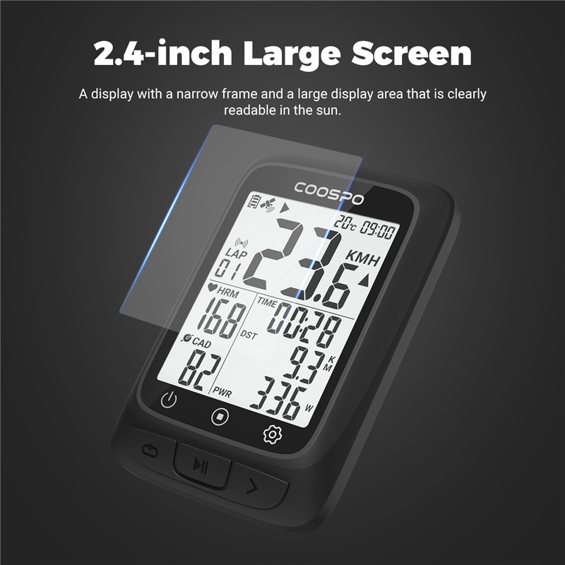 Coospo BC107 2.4Inch Gps Fietscomputer Ant + Sensor Compatibiliteit Draadloze Auto Backlight IP67 Fiets Snelheidsmeter Sync Om Strava