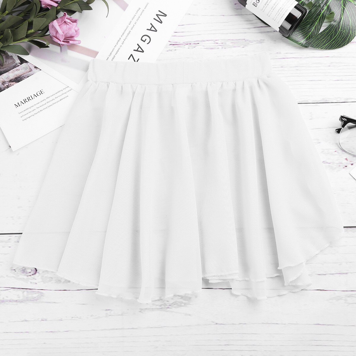 Kleinkind Mädchen Ballett/Tanz Ballettröckchen Felsen Art Grundlegende Klassische Chiffon Mini ziehen-Auf wickeln Felsen Kostüm für Leistung tanzen Tragen
