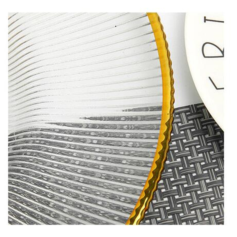 2pcs Glass Dinner Plates Gold Inlay Steak Cake Dessert Charger Plate Table Buffet Dishes Table Service Plates for Wedding Party