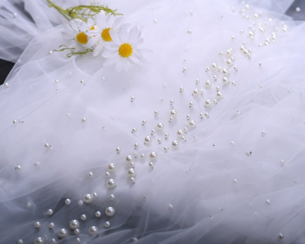 TOPQUEEN V66 Luxury Bridal Veil with Pearls Cathedral Veil Bride 3 Meters Spanish Mantilla Church's Veil Ivory Wedding Long Veil