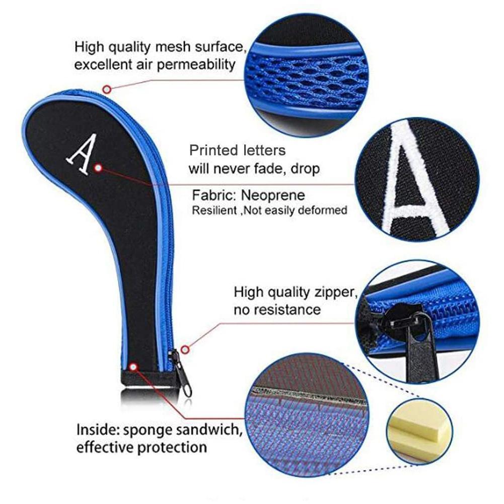 12 stuks/set golfclubhoes met rits, golfijzerhoes, neopreen set, putterbeschermhoes, hoofdbeschermer,  a4 5