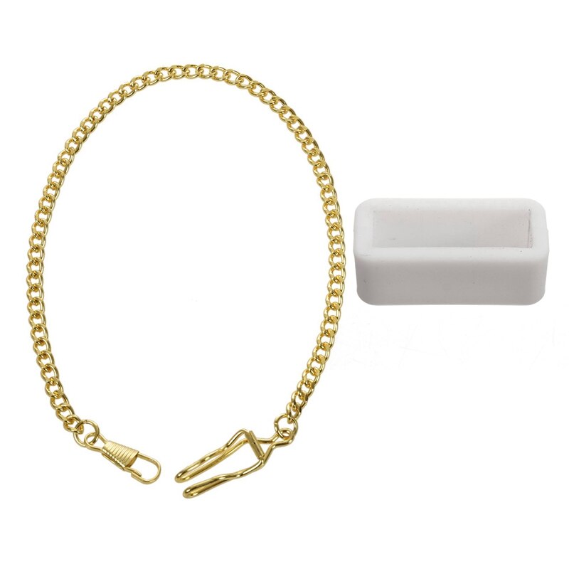 1 Pcs White Watch Strap 18Mm & 1 Pcs Retro Antique Vintage Pocket Watch Chain Gold