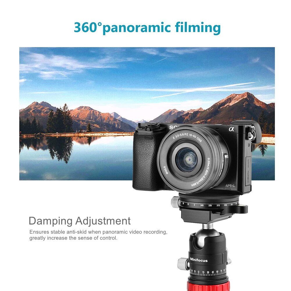 Camera Panoramic Panning Base with Arca Swiss Style Plate 3/8" Screw Aluminum Panorama Ball Tripod Head for Tripod Monopod DSLR