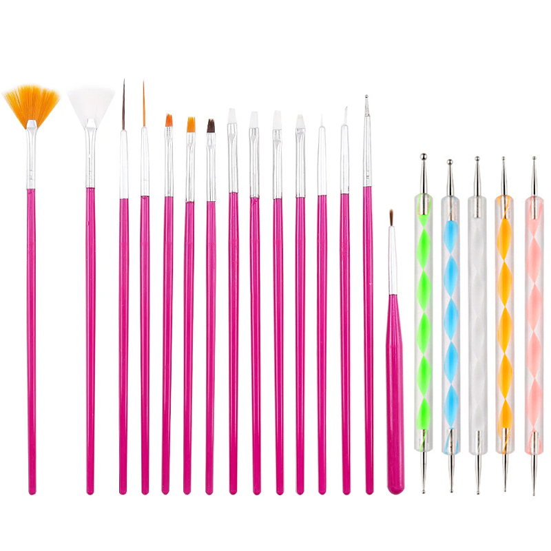 Juego de pinceles para uñas, suministros profesionales para uñas, Gel acrílico UV, dibujo, punteado, manicura, herramientas de artístico, accesorios de maquillaje: Amarillo claro