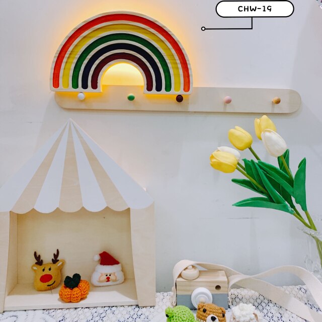 Nordic Style Handmade Painted LED Rainbow Building Blocks Rainbow Night Light Wall Hanging Rainbow Lamp Kid's Room Decor Props: 19