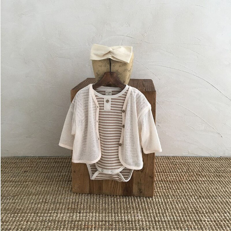 Cárdigan de algodón para bebé, abrigo Delgado suelto de Color sólido para niños, ropa antimosquitos, chaqueta Floral para bebé y niña, novedad de primavera y verano
