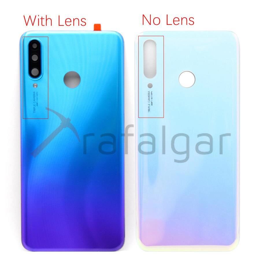 Til huawei  p30 lite batteridæksel bagside glaspanel nova 4e baghus dørkasse med udskiftning af kameraglas linse mar -lx1