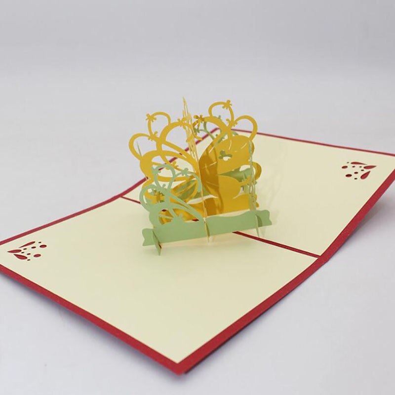 Beautiful Butterfly Flower Handmade Kirigami 3D Pop UP Greeting Cards With Envelope For Birthday
