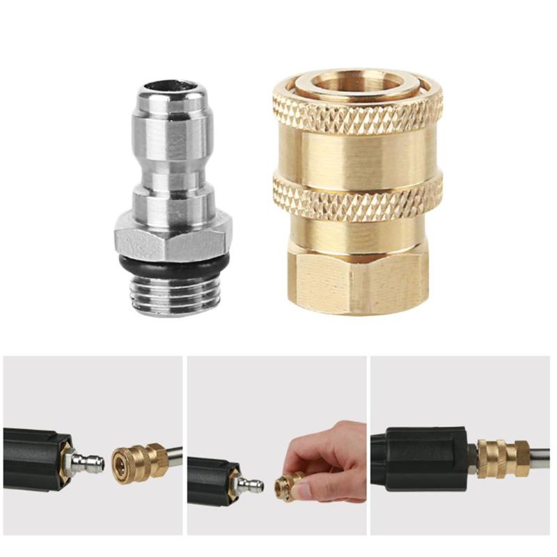 High Pressure Washer M14x1.5mm Brass Connector 1/4+Quick Release Coupler Male Female Connector for Pressure Washer Gun Nozzle