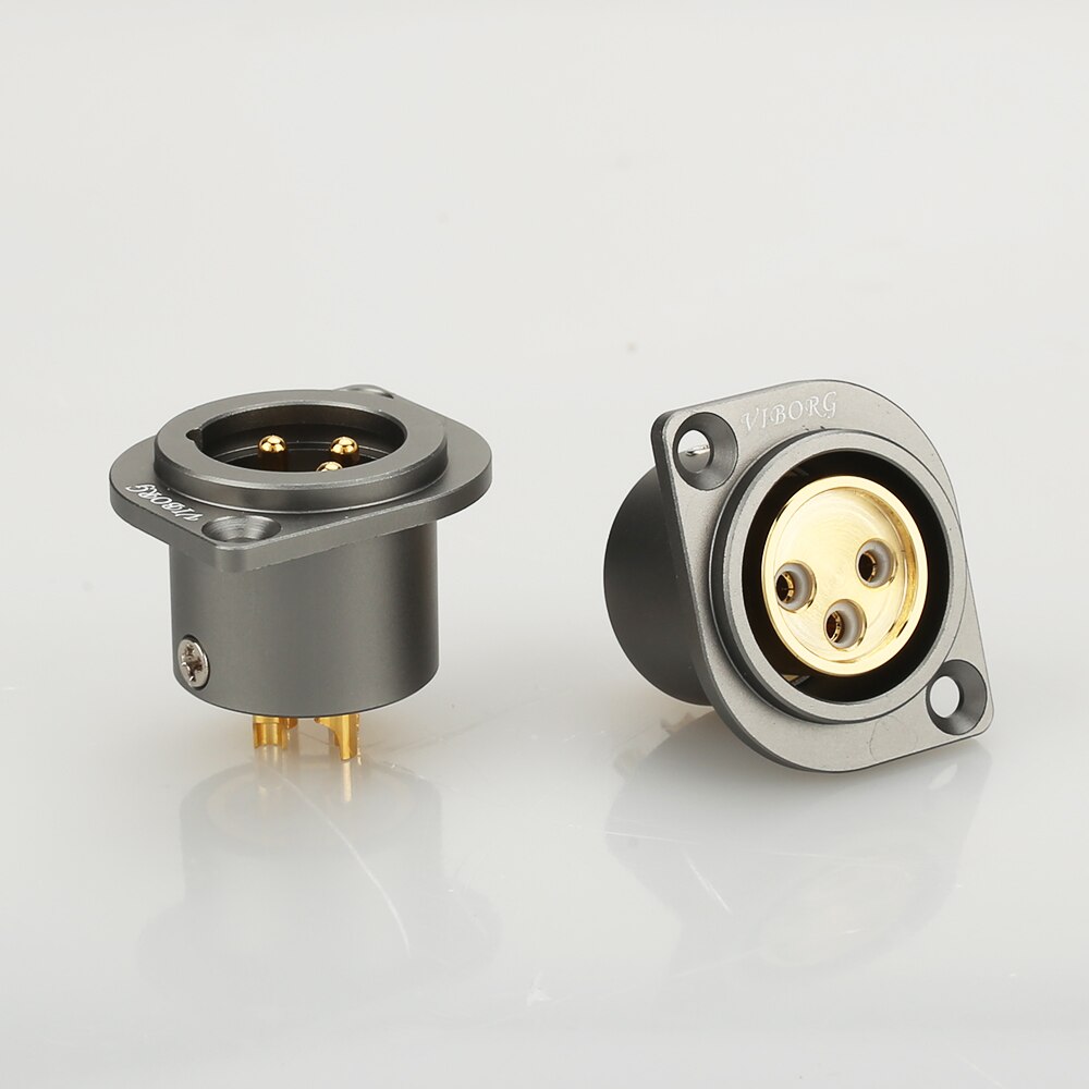 1 Uds Viborg de cobre puro de 24K chapado en oro XLR 3 Pin hembra chasis toma montado en el Panel adaptador soldadura