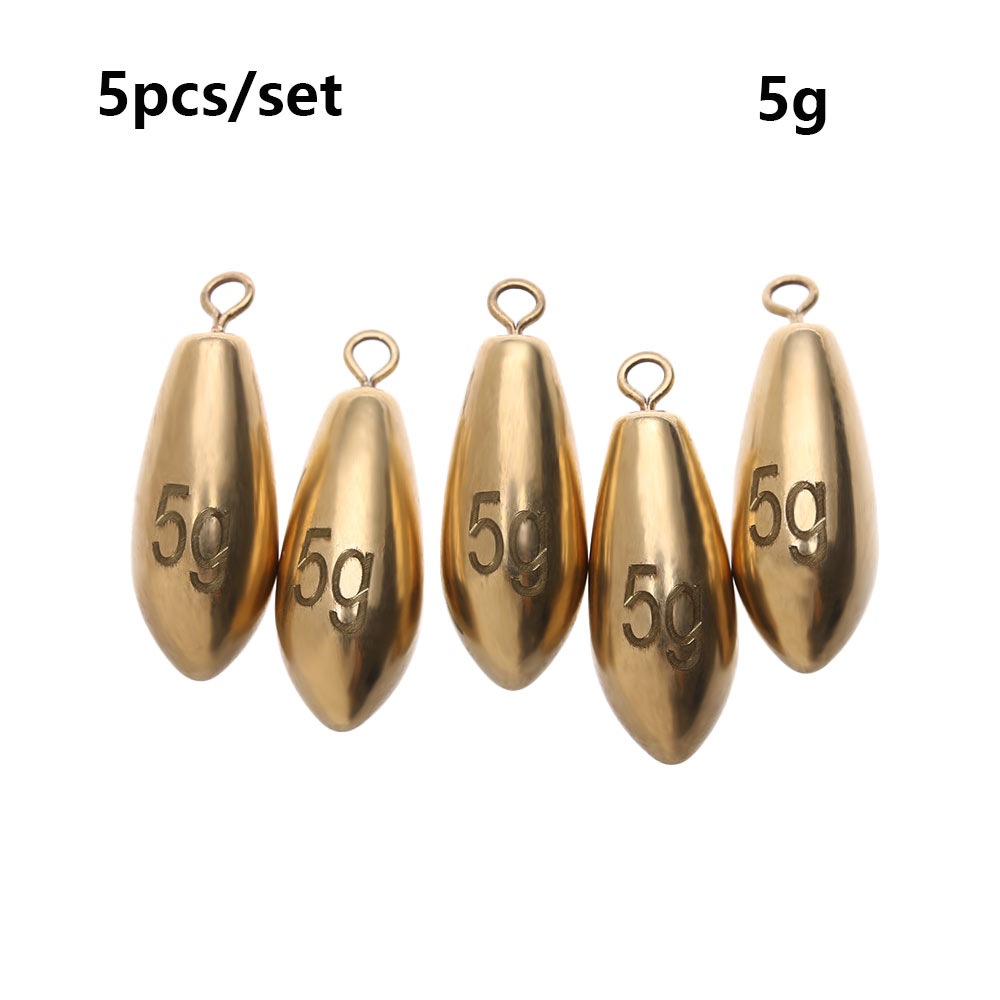 5pcs copper Tungsten Fishing Sinkers Weights Flipping Weights Bass Sinker Tackle Fishing Lead fall Fishing Accessories: 5g