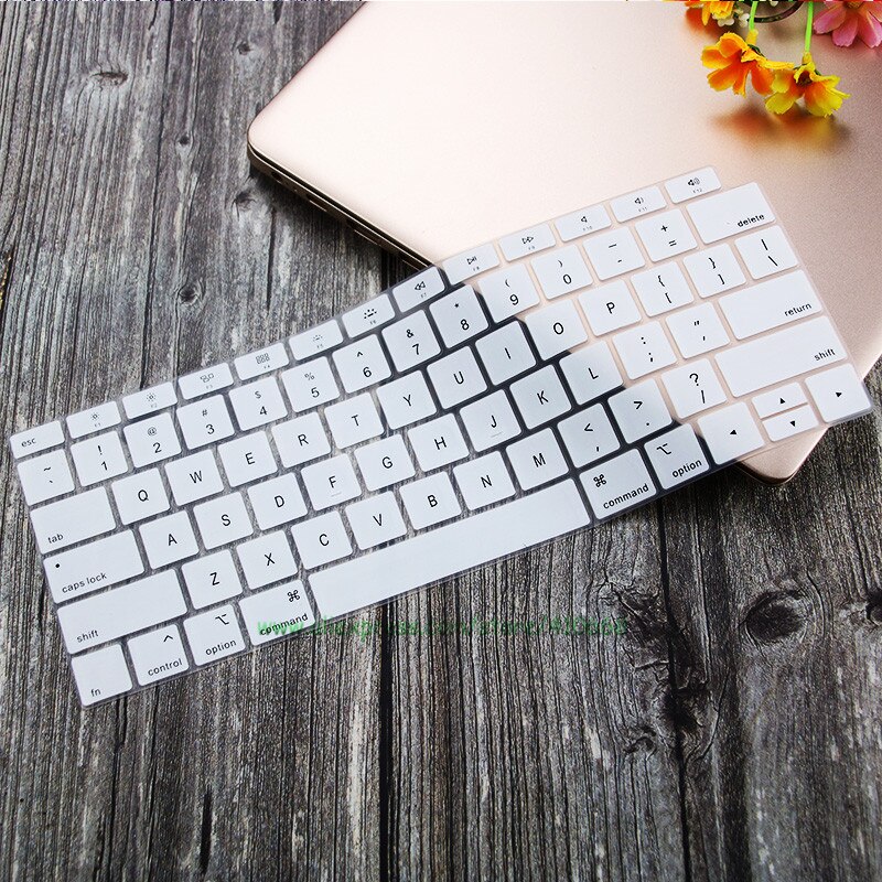Silicone Waterproof Dust-Proof Keyboard Cover Protective Skin For MacBook Air 13 inch Release A1932 Touch ID US Layout: White