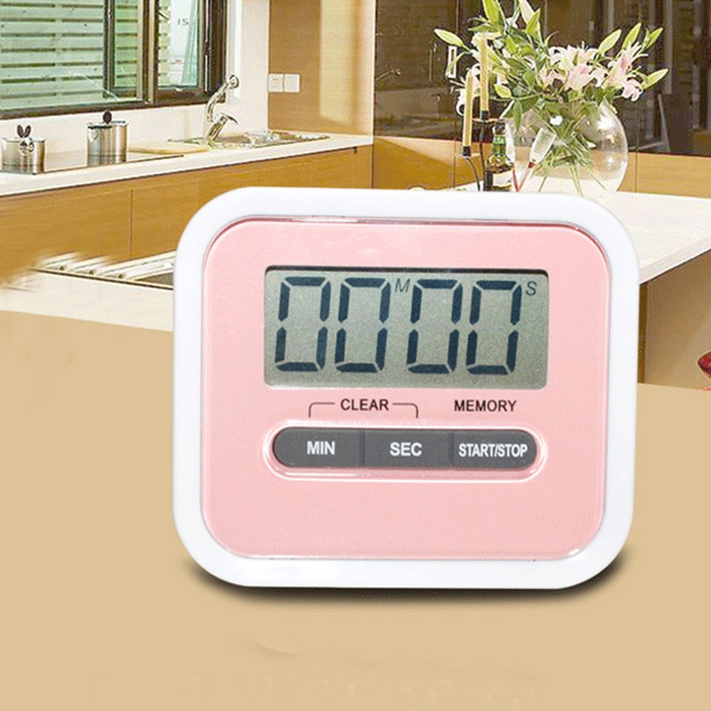 Mini LCD Digital Display Kitchen Timer Square Kitchen Countdown Alarm Magnet Clock Sleep Stopwatch Clock Timer