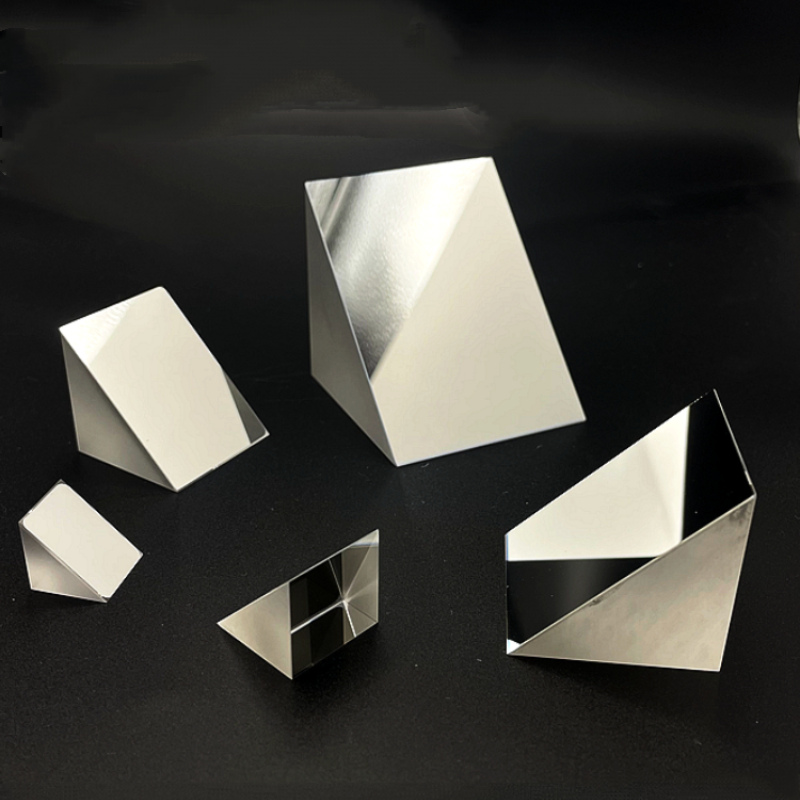 Right Angle Triangular Prism 50Mm 40mm 30mm 25mm 20mm 15mm External Reflective Optical Glass with Aluminum Coating Custom