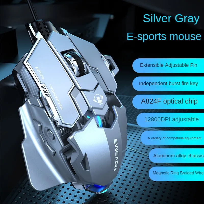 MK500 Esports Gaming Muis Bedraad Mechanische Macro Desktop Computer Metaal Gewogen USB Mute Computer Accessoires voor Gamers: Roze