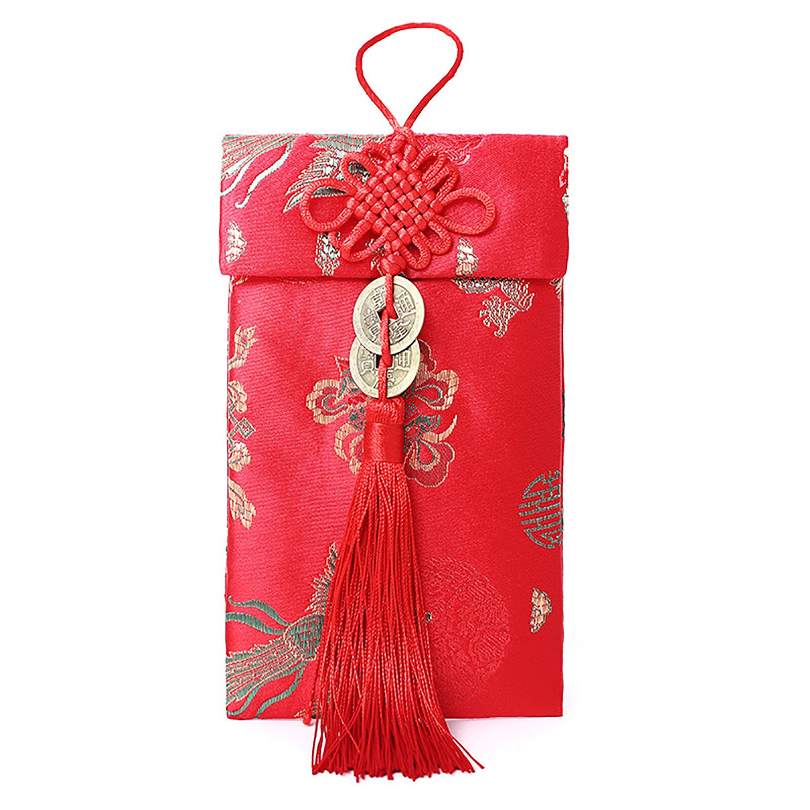 Year Red Envelope Red Celebration Silk 6Pcs/Set Embroidery Pattern Chinese Year Lantern Festival Red Purse: A3