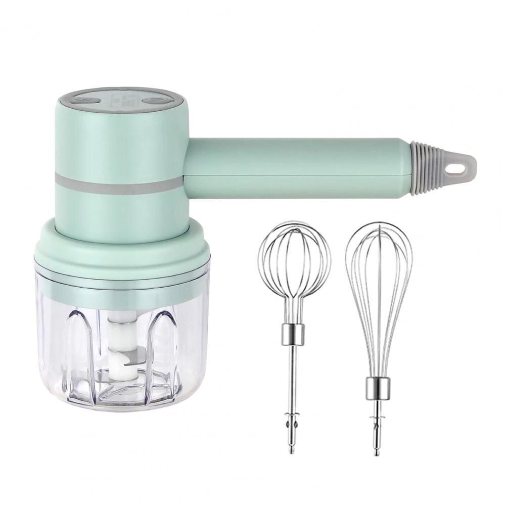 1 Set Handheld Mixer Practical Fast Beating Electric Handheld Egg Beater Plastic Egg Whisk: Green