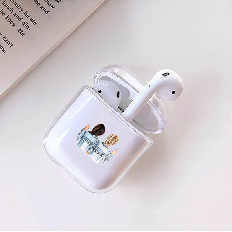 Transparent Soft Silicone Luxury Earphone Case For Airpods 1/2 Cases Best Friends Sisters Clear For Apple Airpods 1/2 Case Cover