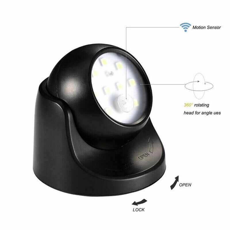 9 Led Draadloze Motion Sensor Nacht Licht 360 Graden Rotatie Nachtlampje Lamp Wandlamp Lamp Batterij Power Auto op Off