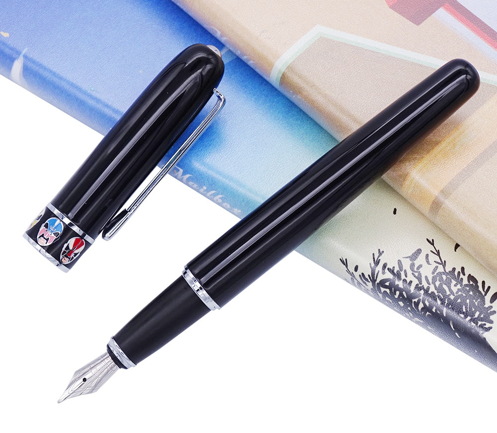 Duke 805 Fountain Pen Beijing Opera Rhythm Pattern , Unique Writing Pen Office Business Supplies Black