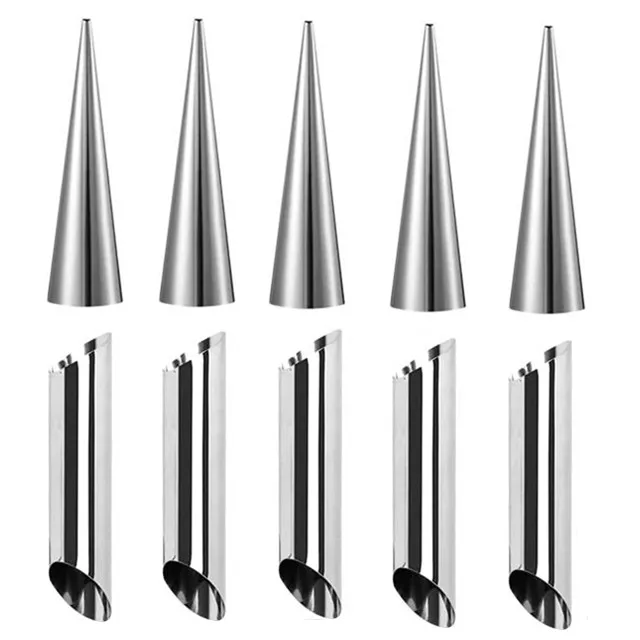 5/10 Uds. Conos para hornear de acero inoxidable para cocina, cuerno, rollo de pastelería, molde para pastel, tubos de croissants horneados en espiral, herramienta para postre y galletas: Transparente