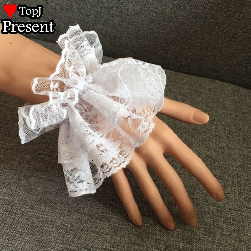 RuffSweet-muñequeras de mano de Lolita para mujer y niña, accesorios de Cosplay de encaje con lazo, anillos para muñeca