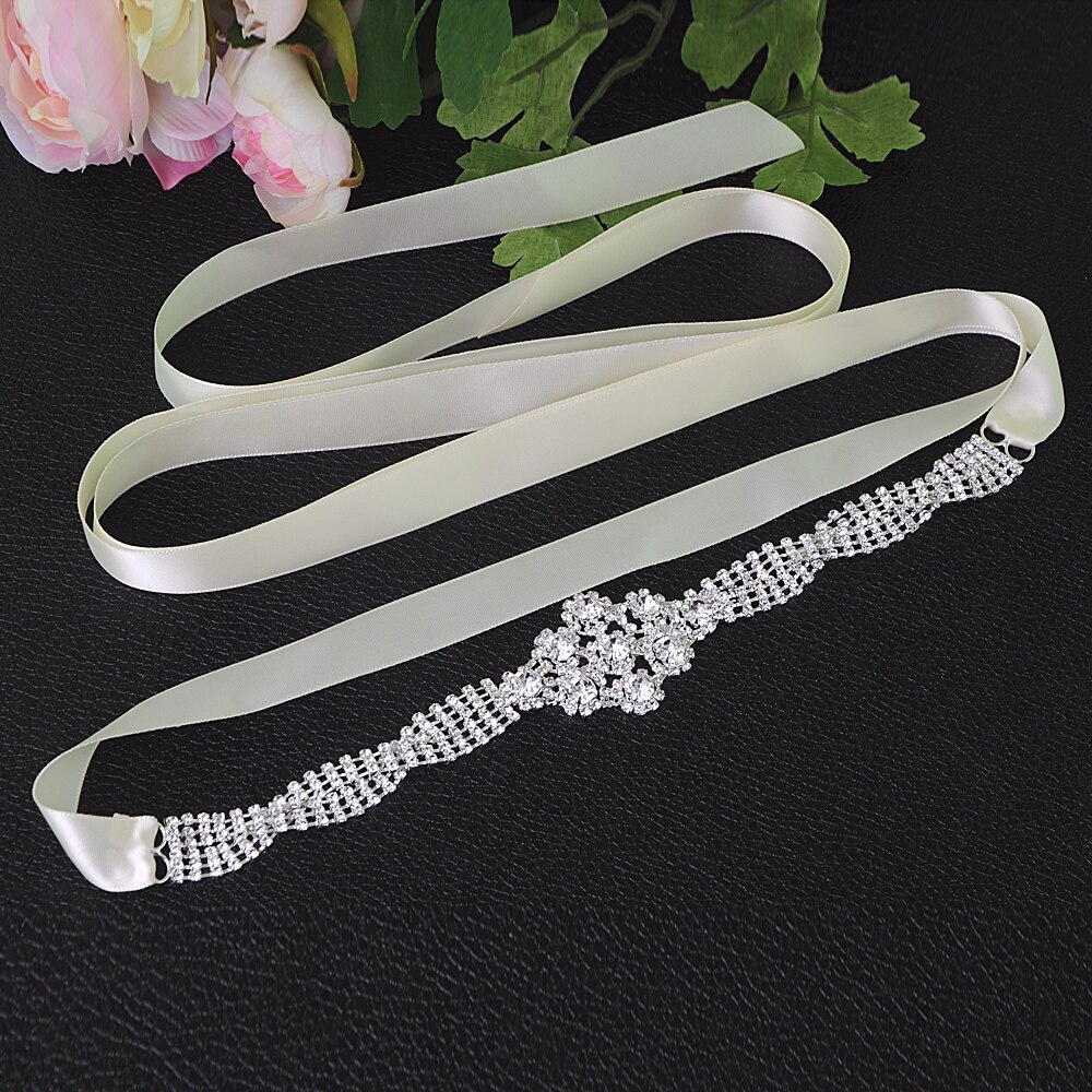 Zms 98 strass bruiloft accessoires trouwjurk riem bruidsriem bruidsmeisjes accessoires riem voor vrouwen huwelijkssjerpen riemen: Ivoor