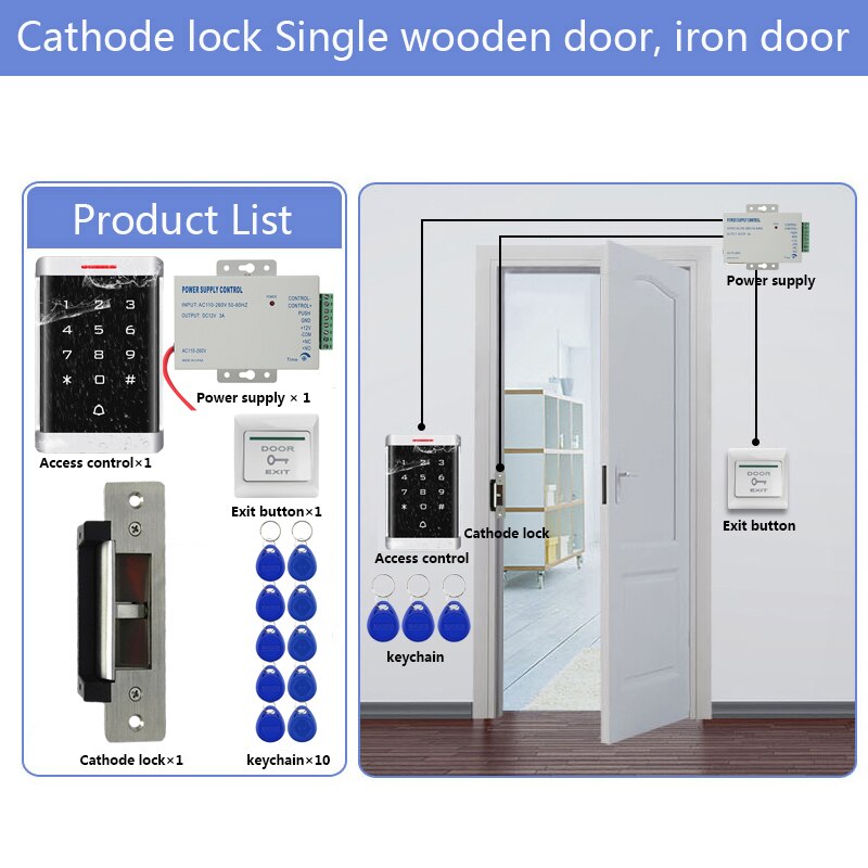 RFID Door Access Control System Kit Access Controller Keypad access + Power Supply + Electric Magnetic Lock Bolt Strike Locks: Kit1