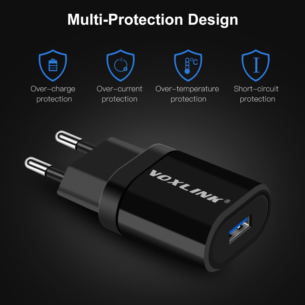 Voxlink usb laturi 5v 2.1a yleiskäyttöinen kannettava matkaseinälaturi iphone x /8/7 plus  /6s plus, ipad pro/air, samsung galaxy