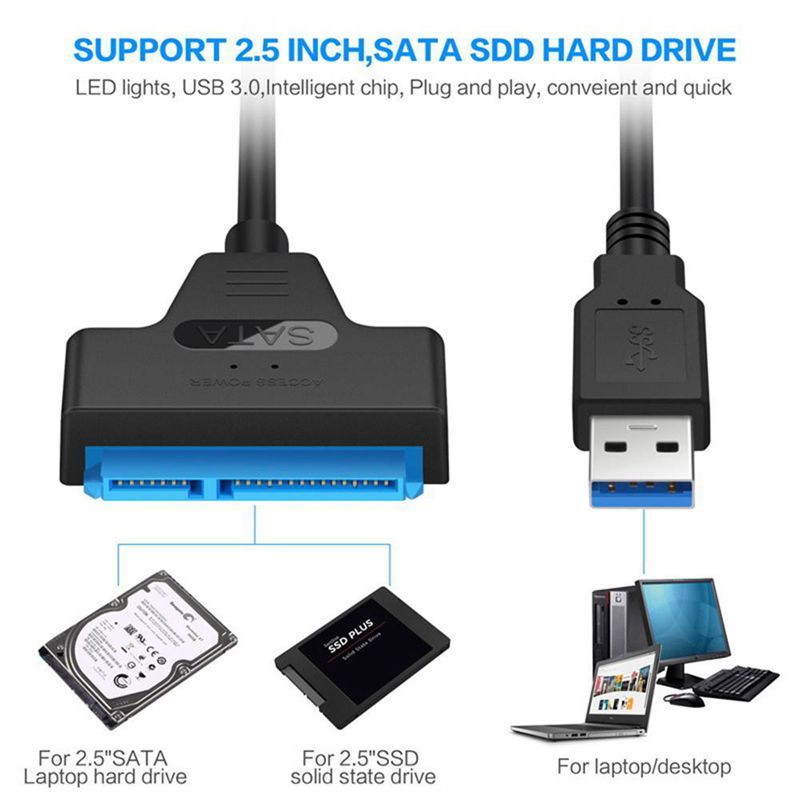 USB 3.0 To 2.5 inch SATA Hard Drive Adapter Cable SDD SATA To USB 3.0 Converter-Black