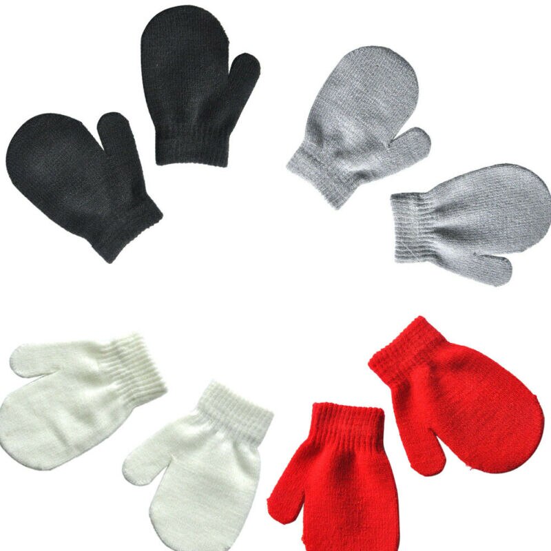 Imcute 1 Paar Handschoenen Baby Peuter Wanten Handschoenen Jongens Meisjes Solid Winter Kinderen Zachte Breien Mitten Warm Handschoen 4 kleuren