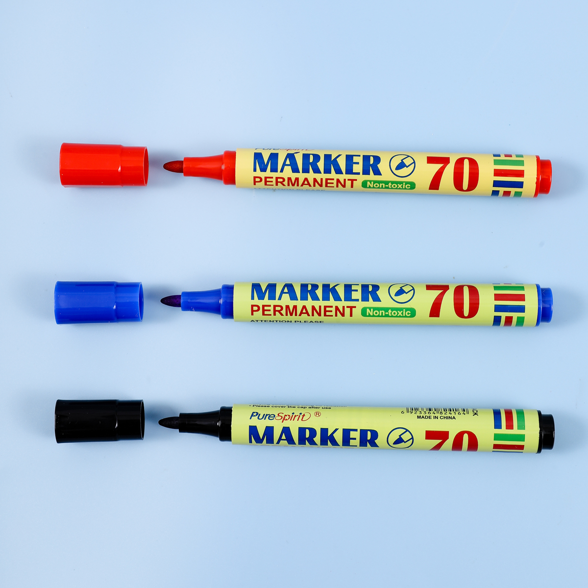 4pcs Large Capacity Waterproof Markers, Bold Tip, Non-Erasable For Plastic Surfaces