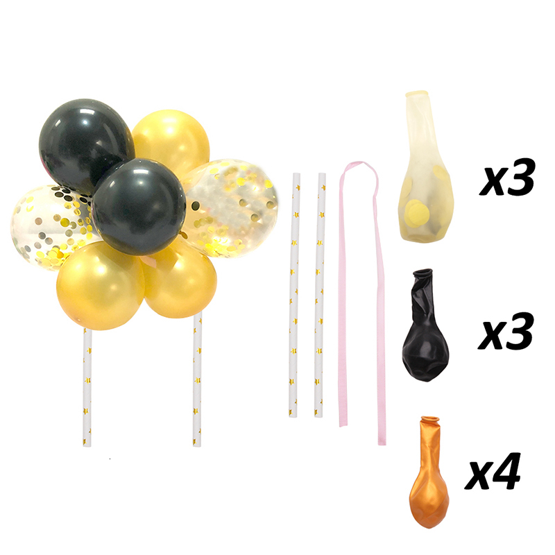 5Inch Cake Balloons Cake Topper Cloud Shape Confetti Balloon Cake Topper balons for Birthday Baby Shower Wedding Decoration: black gold