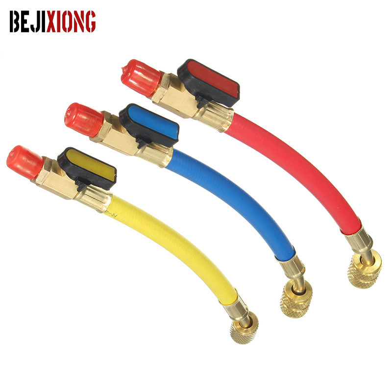 Juego de mangueras de manómetro de diagnóstico de coche, conjunto de herramientas de refrigeración, aire acondicionado, CA, 19cm, R134A, 800PSI