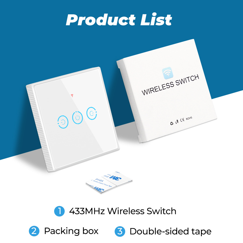 RF433Mhz Wireless Touch Switch Smart Home trasmettitore pulsante 1/2/3 Gang Led Lights pannello in vetro Wall funziona con 433Mhz