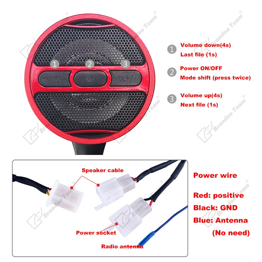 Système audio compatible Bluetooth pour moto étanche Radio FM Haut