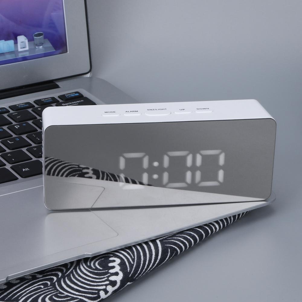 Reloj electrónico Digital LED de mesa, reloj despertador ajustable con brillo, reloj colgante de pared a la con Cable USB, reloj de pared